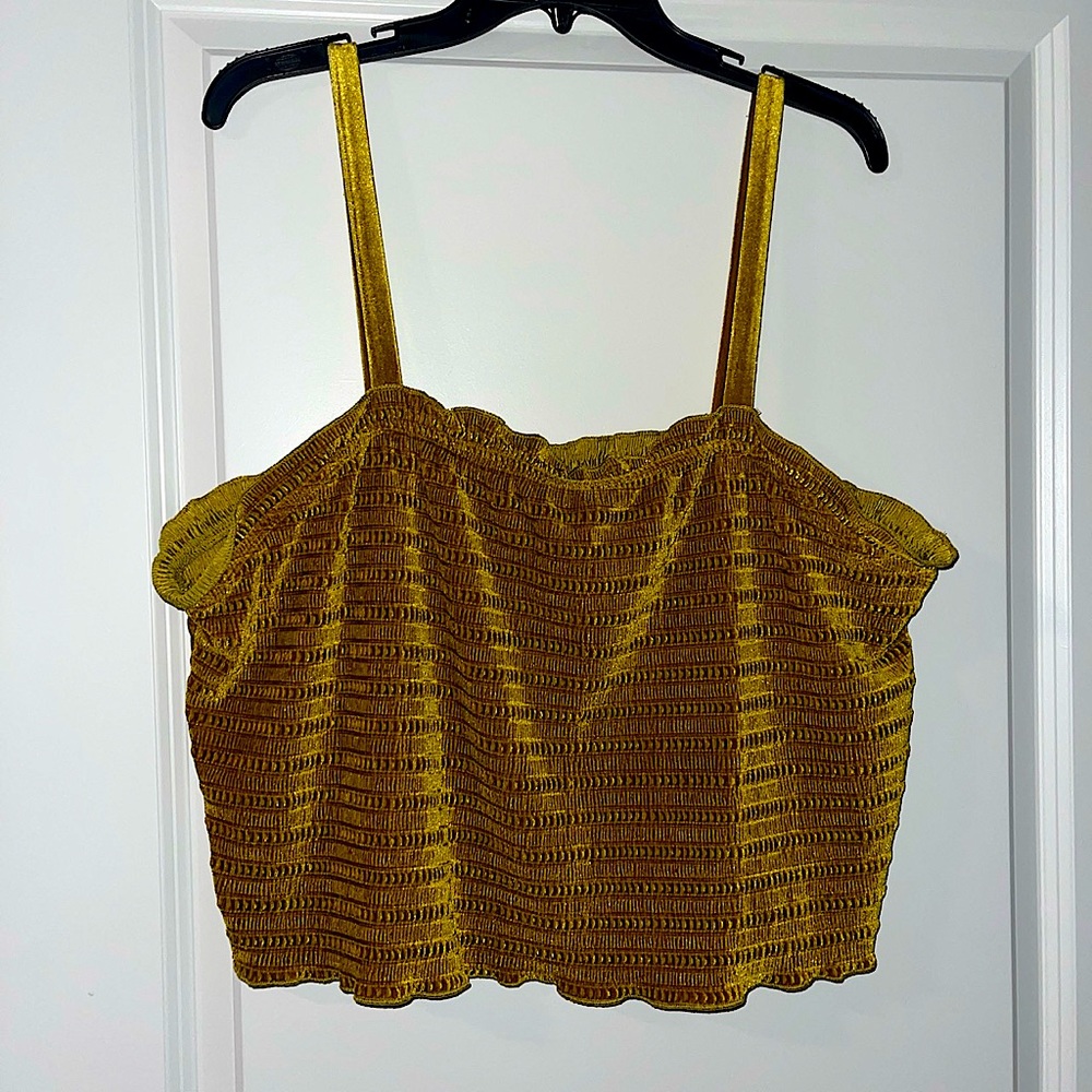 Mustard/Deep-bronze colored Crop Top